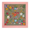 Gucci Gg Flora Print Silk Twill Scarf In Beige