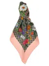 Gucci Gg Flora Print Silk Twill Scarf In Beige