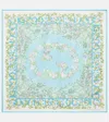 Gucci Gg Floral Silk Twill Scarf In Blue