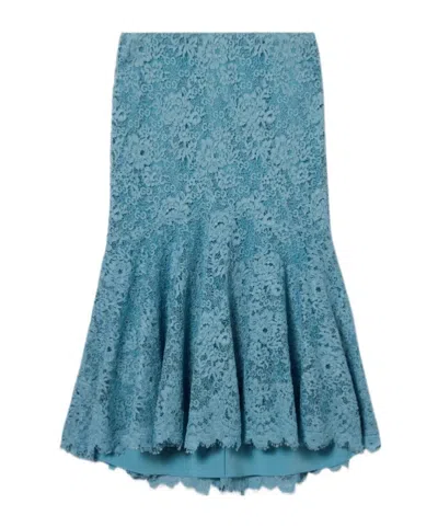 Gucci Gg Flower Stretch Lace Skirt In Blue