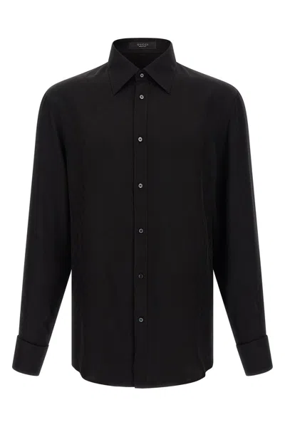 Gucci Gg Fluid Fabric Shirt In Black