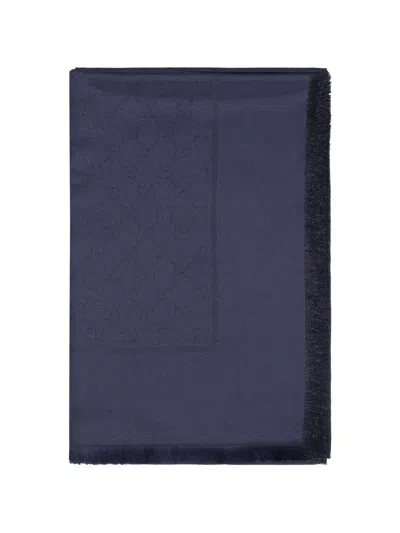 Gucci Gg Fringed Shawl In Blue