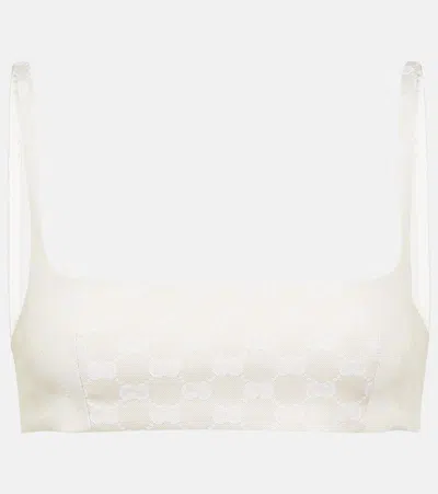Gucci Gg Gabardine Bra Top In Salty Sand/mix