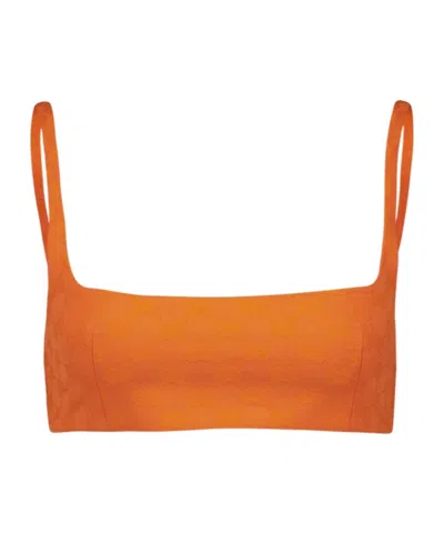 Gucci Gg Gabardine Crop Top In Orange