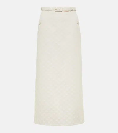 Gucci Gg Gabardine Midi Skirt In Nude
