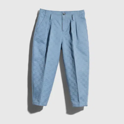 Gucci Kids' Gg Gabardine Pants In Blue