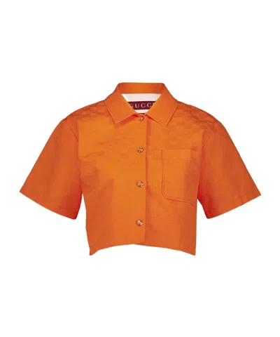 Gucci Gg Gabardine Shirt In Orange