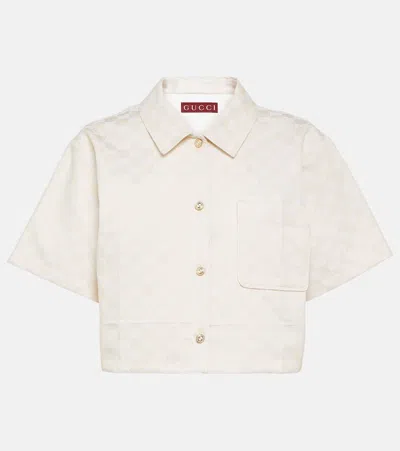 Gucci Gg Gabardine Shirt In Salty Sand/mix