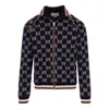 Gucci Gg Gersey Cotton Jacket 'black Camel Green Red' In Multi