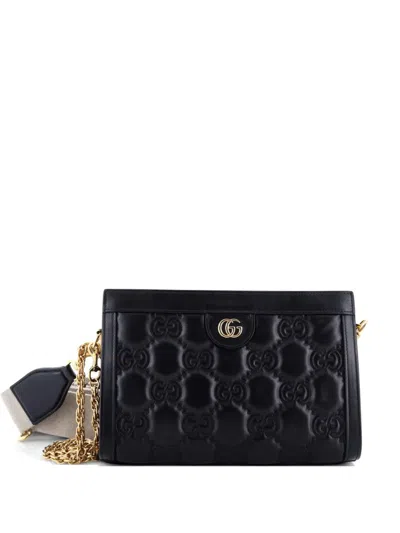 Pre-owned Gucci Gg Gg Matelasse Leather Small Shoulder Bag In Black