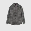 Gucci Gg Gingham Cotton Wool Jacquard Shirt In Gray