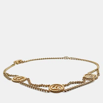 Pre-owned Gucci Gg Gold Tone Belt