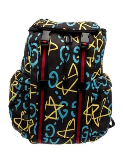 Pre-owned Gucci Gg Graffiti Backpack In Multicolor