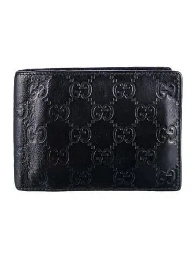 Pre-owned Gucci Gg Ssima Bifold Gg Signature Bifold Wallet In Black