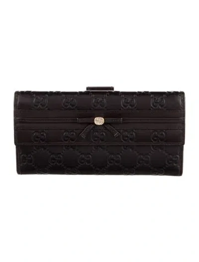 Pre-owned Gucci Gg Ssima Mayfair Continental Embossed Leather Continental Wallet In Brown