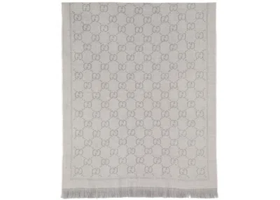 Pre-owned Gucci Gg Ssima Scarf In Graphite Grey In Gray