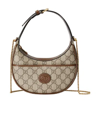 Gucci Gg Half-moon Mini Bag In Nude