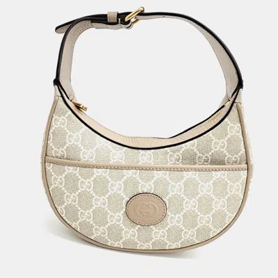 Pre-owned Gucci Gg Half Moon Shape Minibag In Beige