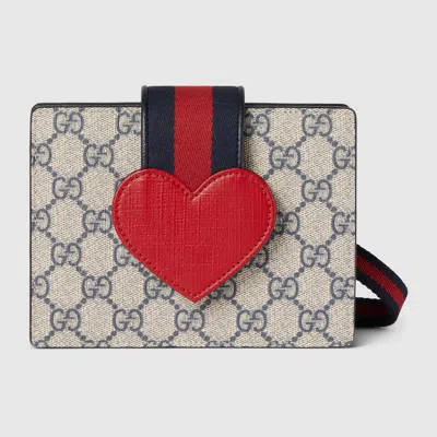 Gucci Kids' Gg Handbag With Heart In Brown