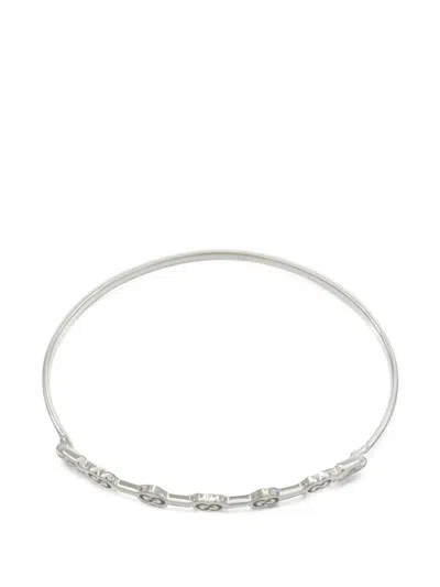 Pre-owned Gucci Gg Heart Bracelet In Silver
