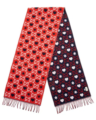 Gucci Gg Heart Cotton Scarf In Metallic
