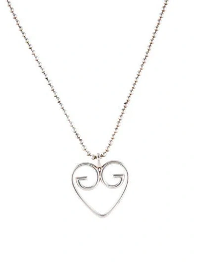 Pre-owned Gucci Gg Heart Pendant Necklace, 16.5" In Multi
