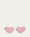 Gucci Gg Heart-shaped Metal Aviator Sunglasses In Gold