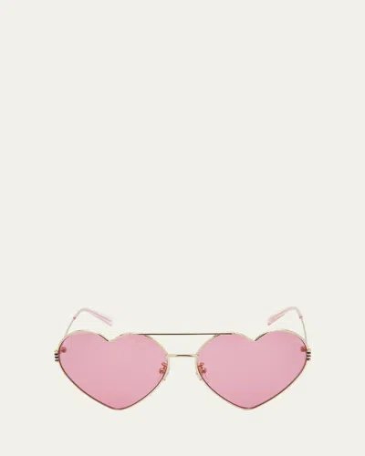Gucci Gg Heart-shaped Metal Aviator Sunglasses In Multi