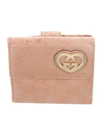 Pre-owned Gucci Gg Hearts Gg Signature Compact Wallet