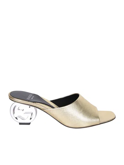 Gucci Gg Heeled Mules Sandals By  In Metallic