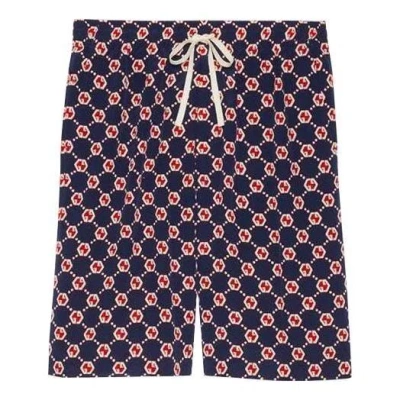 Gucci Gg Hexagon Silk Crepe Shorts 'blue Ivory'