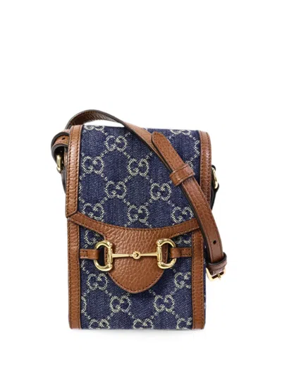Pre-owned Gucci Gg Horsebit 1955 Shoulder Bag In Blue