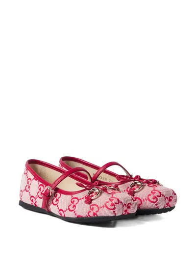 Gucci Gg Horsebit Ballet Flats In Red