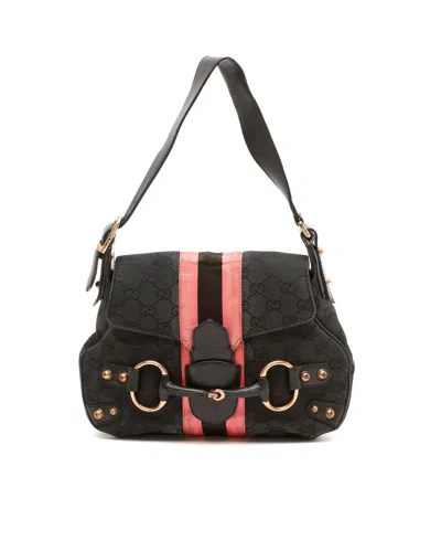 Gucci Gg Horsebit Canvas Bag In Gray