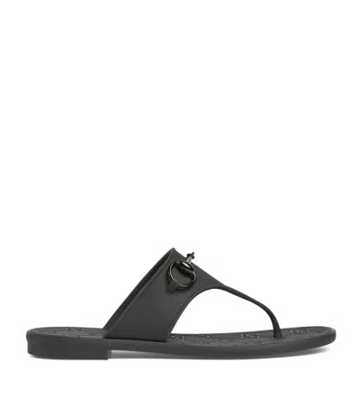 Gucci Gg Horsebit Flip Flops In Black