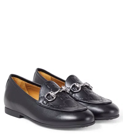 Gucci Kids' Gg Horsebit Leather Loafers