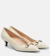 Gucci Gg Horsebit Leather Pumps In White