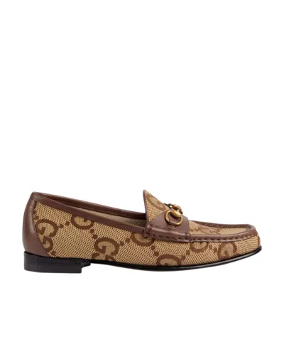 Gucci Gg Horsebit Loafers In Brown