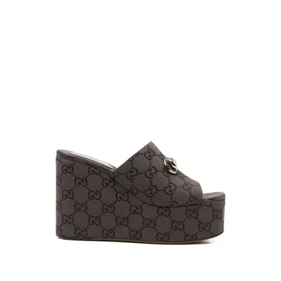 Gucci Gg Horsebit Platform Sandals In Multi