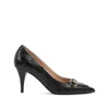 Gucci Calf Leather Bos Taurus Mid Heel Pumps In Black