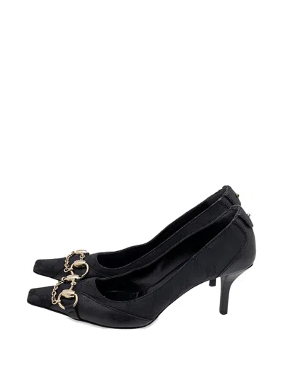 Pre-owned Gucci Gg Horsebit Pumps In Black