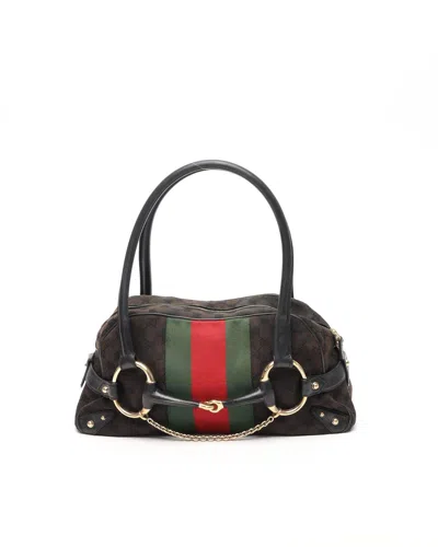Gucci Gg Horsebit Sherry Line Bag In Brown