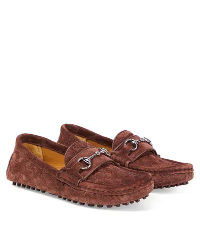 Gucci Kids' Gg Horsebit Suede Loafers