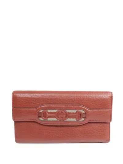 Pre-owned Gucci Gg Horsebit Wallet In Brown
