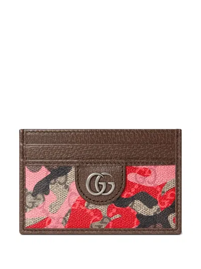 Gucci Gg Icon Camouflage Cardholder In Brown