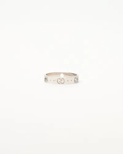 Gucci Gg Icon Star White Gold 4.2g Ring