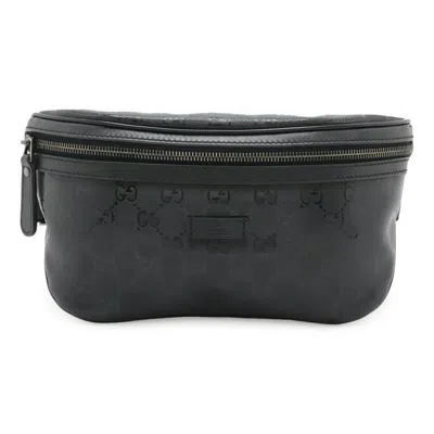 Pre-owned Gucci Gg Imprimé Black Coated Canvas Pvc Leather Fanny Pack Pouch Sling Bag ()