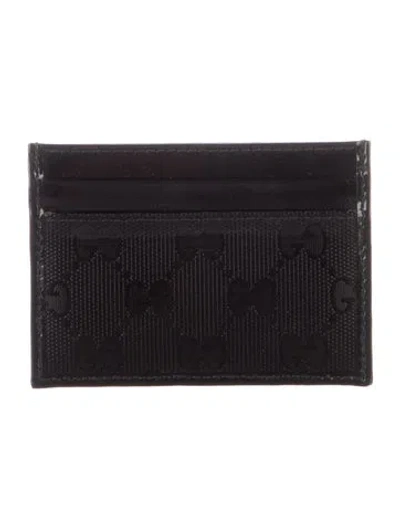 Pre-owned Gucci Gg Imprimé Card Holder Gg Imprimé Coin Pouch In Black