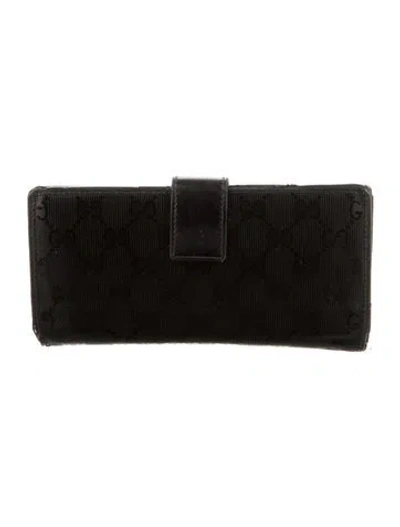 Pre-owned Gucci Gg Imprimé Continental Wallet In Black
