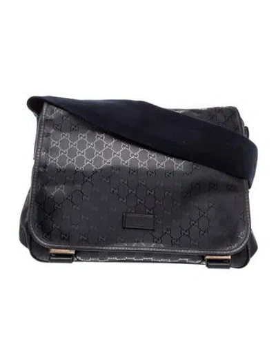 Pre-owned Gucci Babies' Gg Imprimé Diaper Bag In Blue